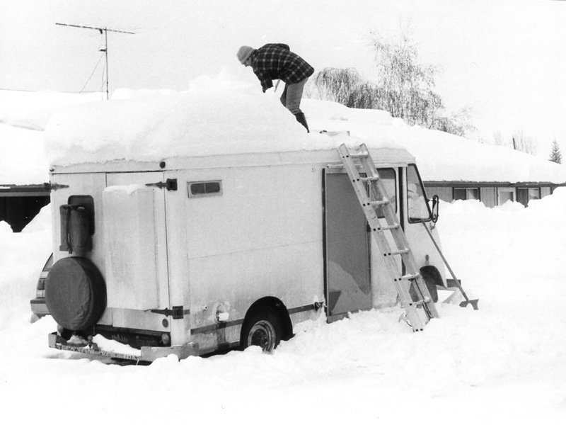 image of Council, Idaho, Winter 1989, Tim shovels snow a few weeks after black-ice night-drive from California
